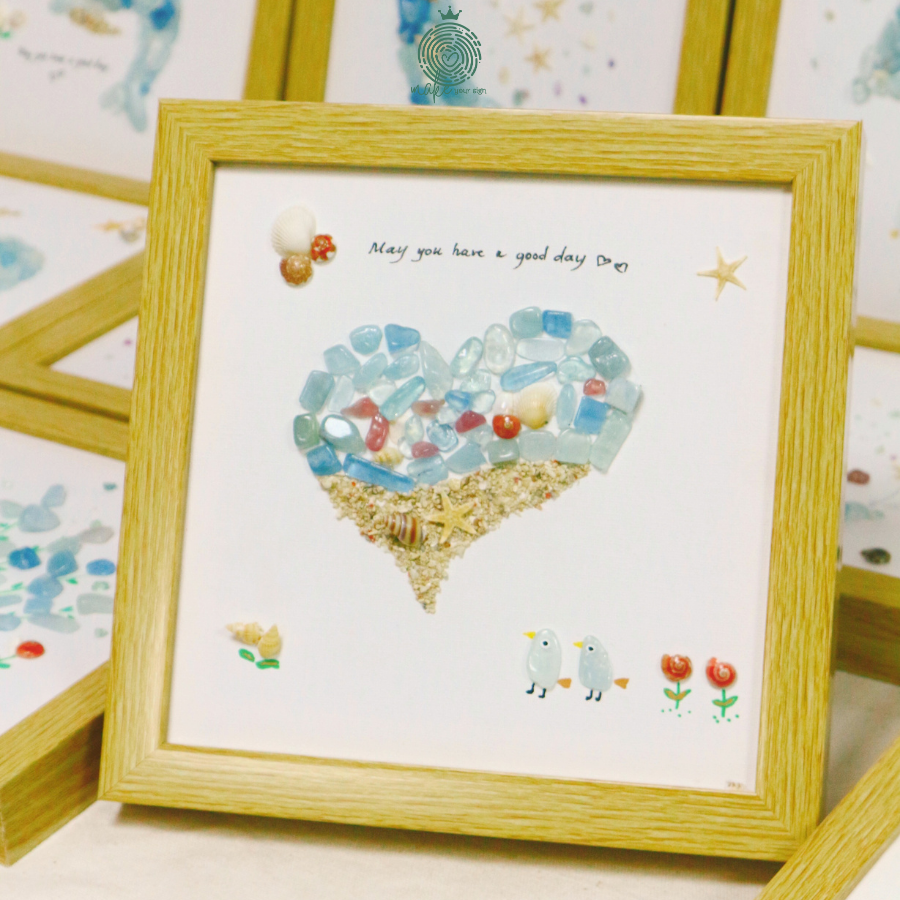 Set Tranh Đá Bình Yên Xanh Mẫu Trái Tim – Bộ Kit DIY Handmade Giúp Thư Giãn, Trang Trí & Quà Tặng Ý Nghĩa